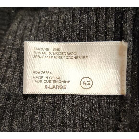 AG Adriano Goldschmied Wool Cashmere Sweater XL Green Label 1/4 Zip Gray Sweater - Picture 6 of 6